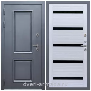 Дверь входная уличная в дом Армада Корса / СБ-14 Сандал белый стекло черное