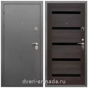 Одностворчатые входные двери, Дверь входная Армада Оптима Антик серебро / МДФ 16 мм СБ-14 Эковенге стекло черное