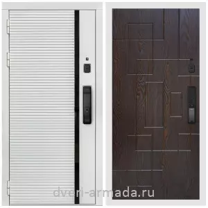 Входные двери МДФ для офиса, Умная входная смарт-дверь Армада Каскад WHITE МДФ 10 мм Kaadas K9 / МДФ 16 мм ФЛ-57 Дуб шоколад