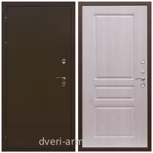 Толстые входные двери, Дверь входная в деревянный дом Армада Термо Молоток коричневый/ МДФ 16 мм ФЛ-243 Дуб белёный с панелями МДФ