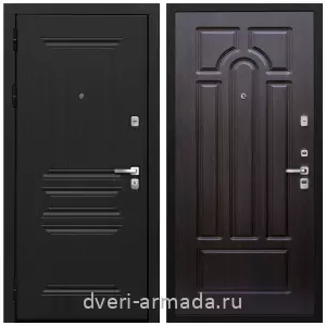 Толстые входные двери, Дверь входная от производителя Армада Экстра ФЛ-243 Черная шагрень / ФЛ-58 Венге со вставкой