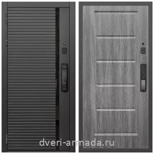 Входные двери с тремя петлями, Умная входная смарт-дверь Армада Каскад BLACK МДФ 10 мм Kaadas K9 / ФЛ-39 Дуб Филадельфия графит