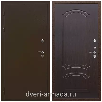 Дверь входная уличная в дом Армада Термо Молоток коричневый/ МДФ 6 мм ФЛ-140 Венге для загородного дома с панелями МДФ