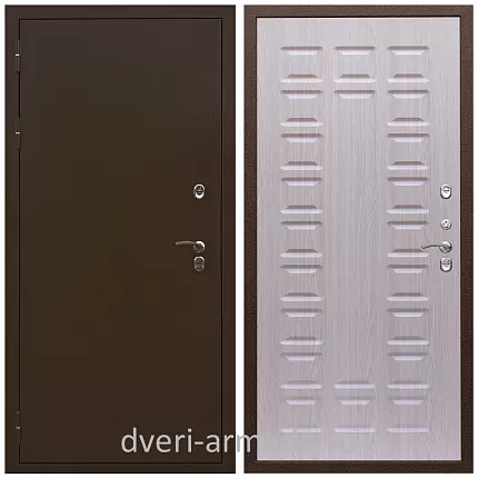 Дверь недорогая входная в дом с утеплением Армада Термо Молоток коричневый/ ФЛ-183 Дуб белёный в коридор