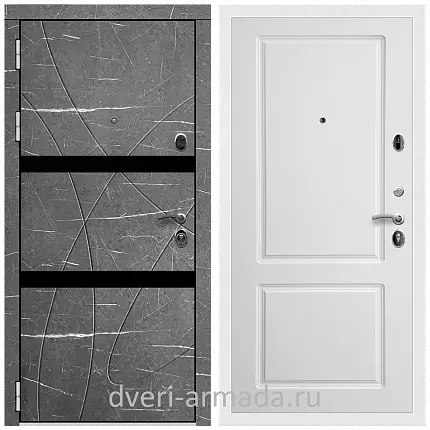 Дверь входная Армада Престиж Белая шагрень МДФ 16 мм Торос графит / ФЛ-117 Белый матовый